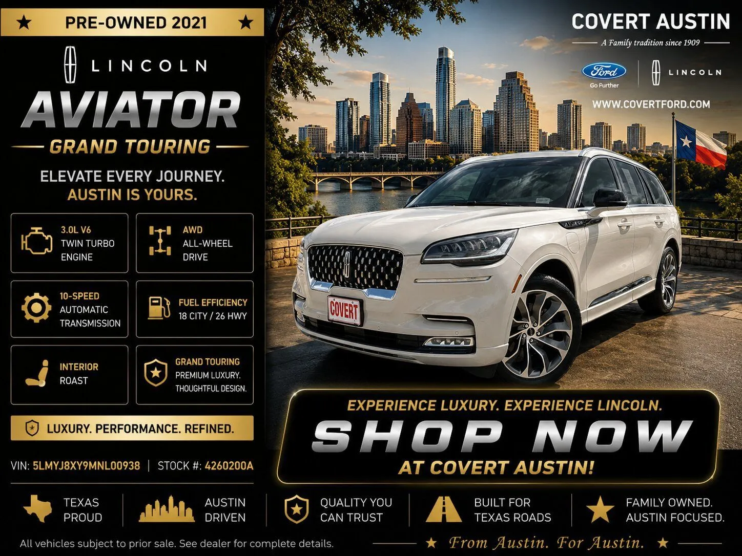White 2021 Lincoln Aviator Grand Touring for sale in Austin, TX
