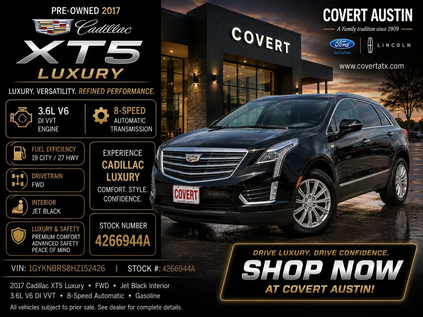 Black 2017 Cadillac XT5 Luxury for sale in Austin, TX