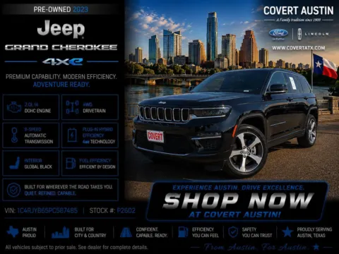 Black 2023 Jeep Grand Cherokee 4xe for sale in Austin, TX
