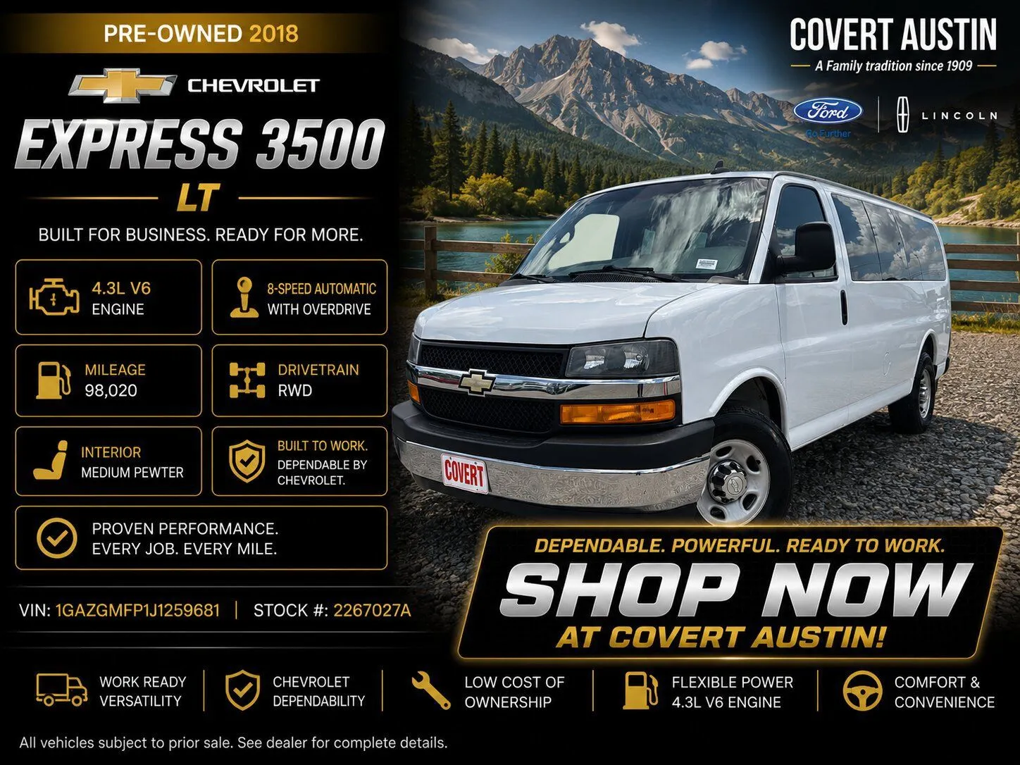 White 2018 Chevrolet Express 3500 LT for sale in Austin, TX