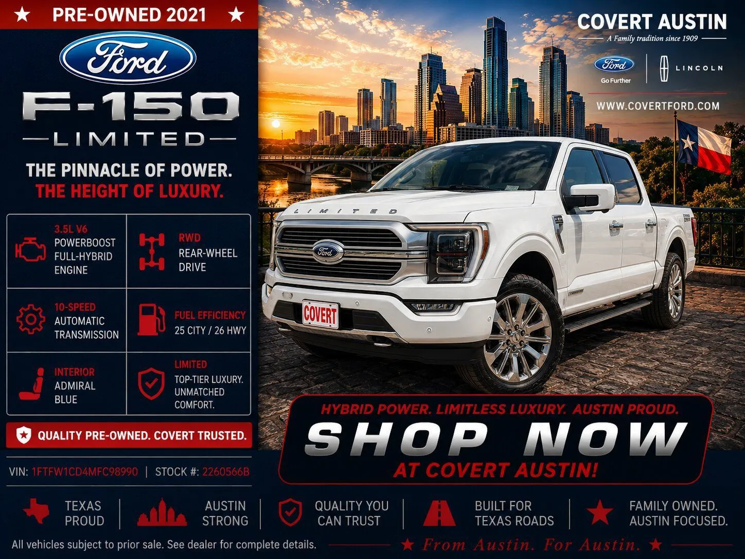 White 2021 Ford F-150 Limited for sale in Austin, TX