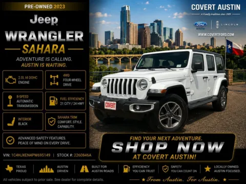 White 2023 Jeep Wrangler Sahara for sale in Austin, TX