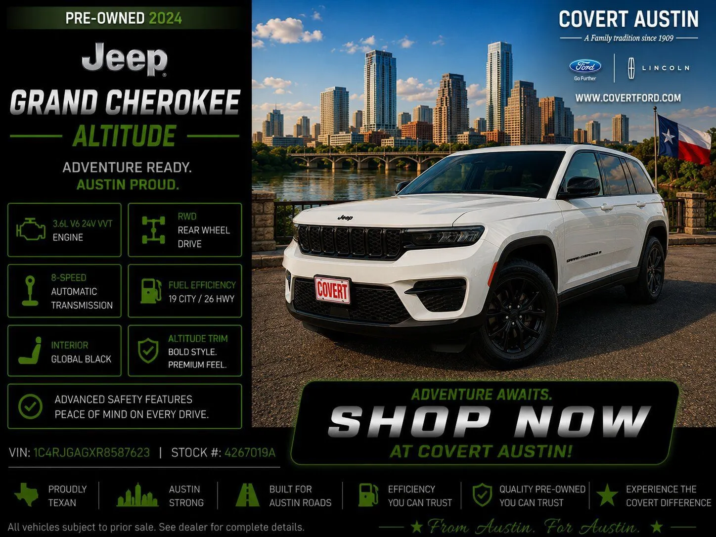 White 2024 Jeep Grand Cherokee Altitude for sale in Austin, TX