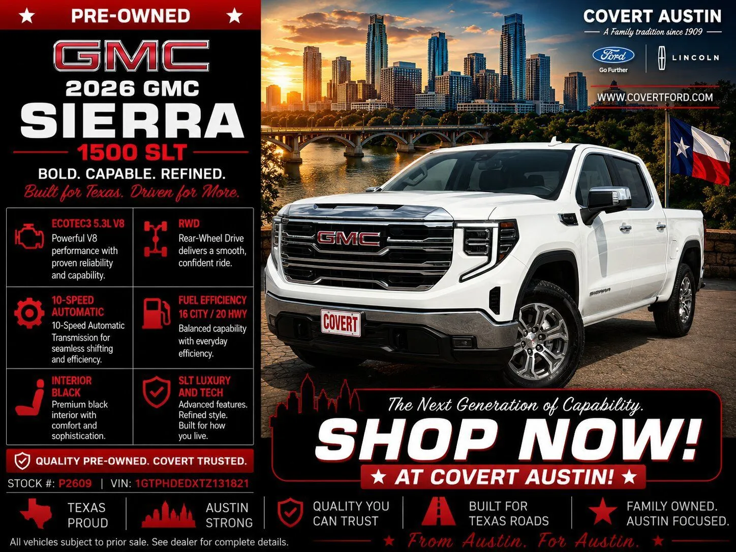 White 2026 GMC Sierra 1500 SLT for sale in Austin, TX