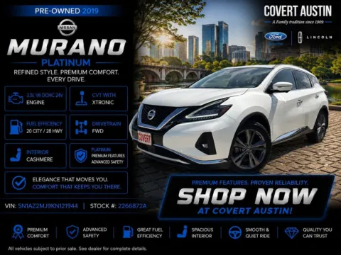 White 2019 Nissan Murano Platinum for sale in Austin, TX
