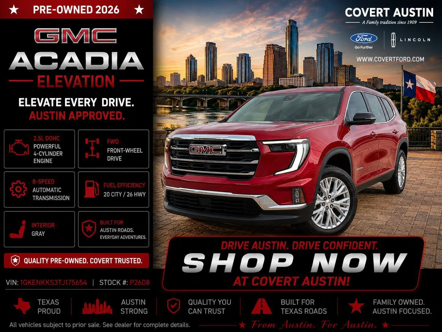 Red 2026 GMC Acadia Elevation for sale in Austin, TX