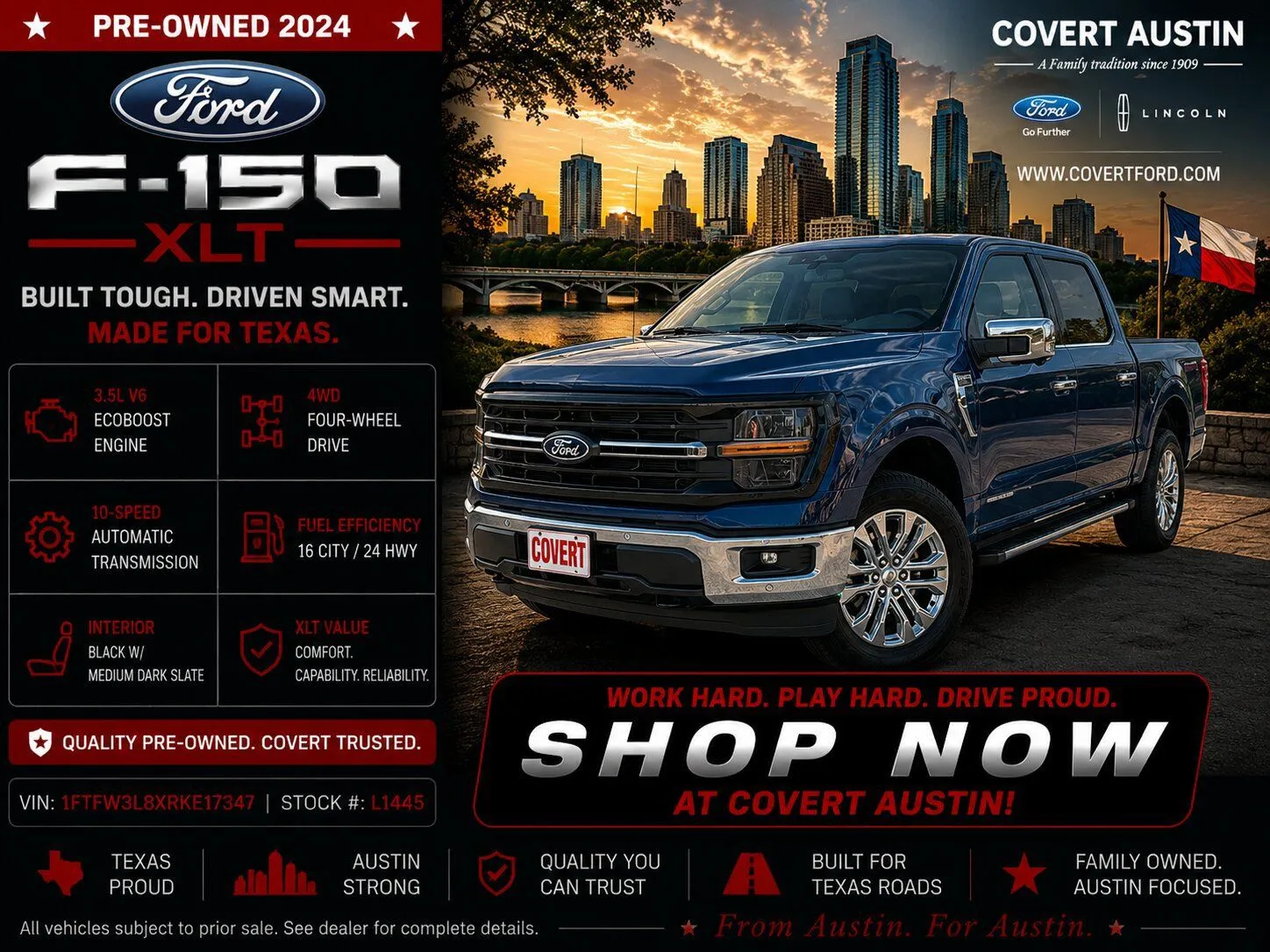 Blue 2024 Ford F-150 XLT for sale in Austin, TX