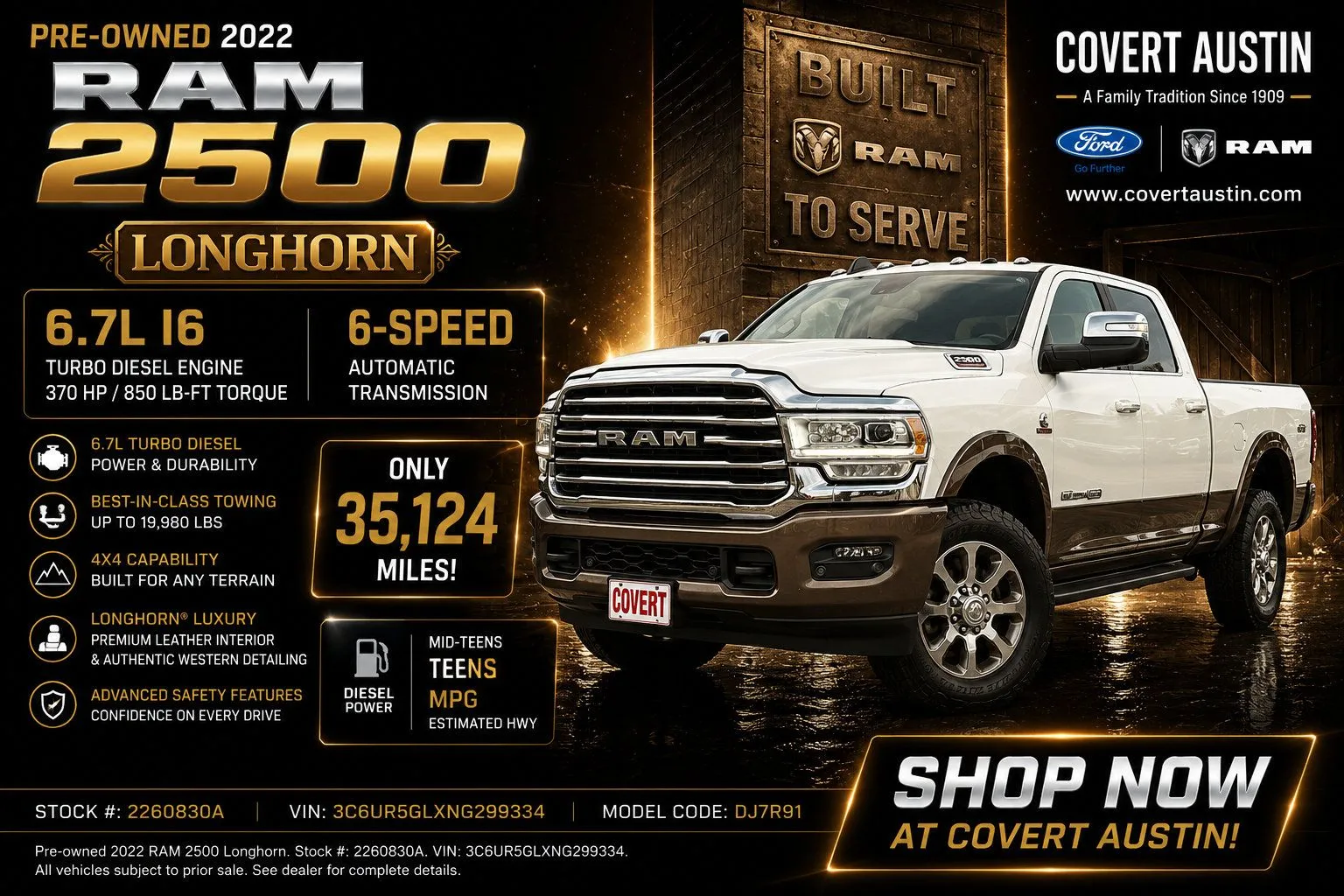 White 2022 Ram 2500 Longhorn for sale in Austin, TX