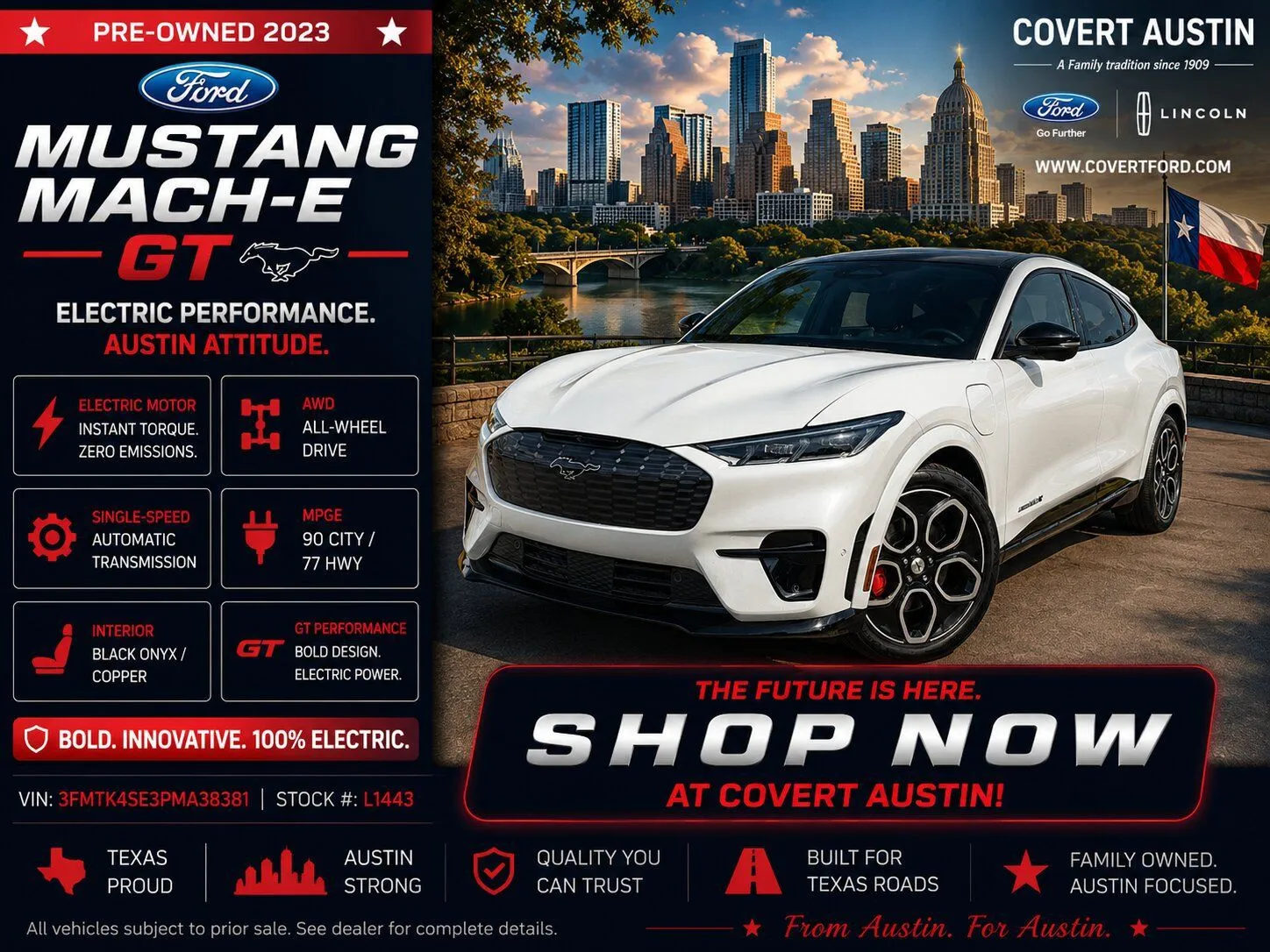 White 2023 Ford Mustang Mach-E GT for sale in Austin, TX