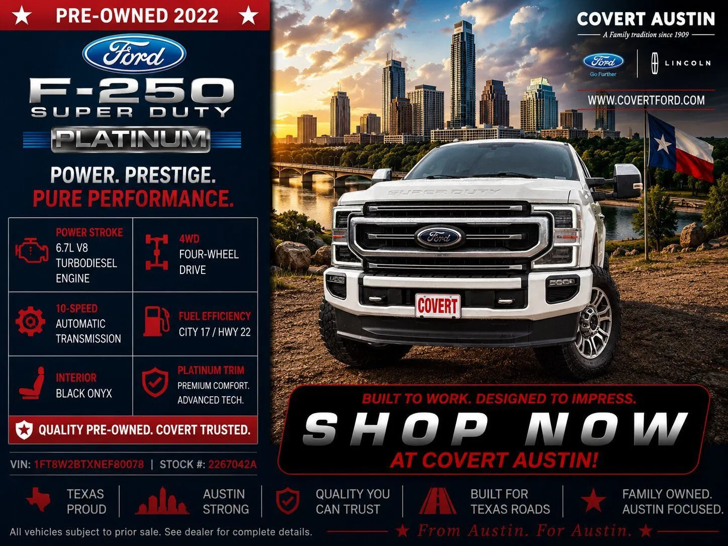 White 2022 Ford F-250SD Platinum for sale in Austin, TX