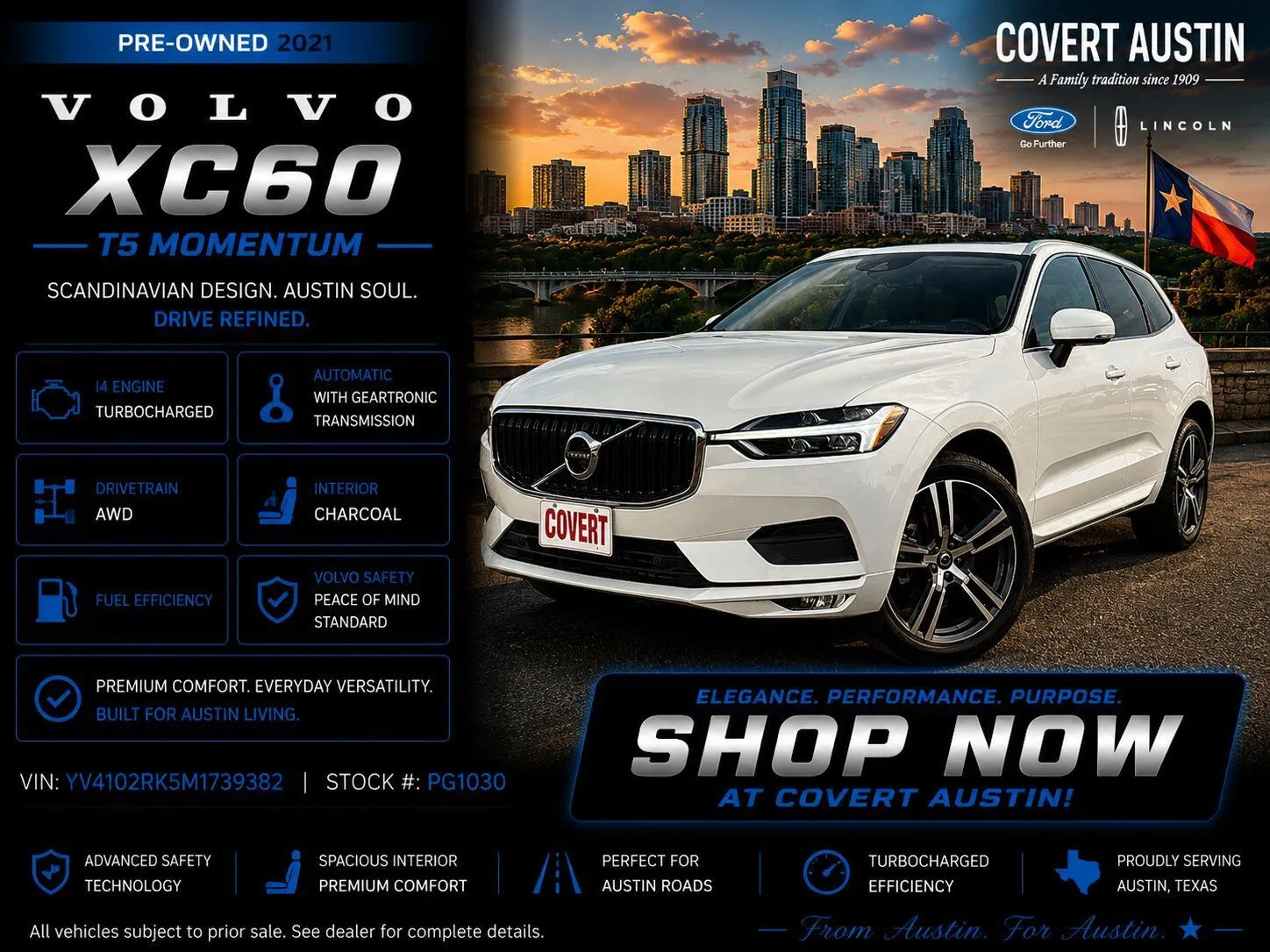 White 2021 Volvo XC60 T5 Momentum for sale in Austin, TX