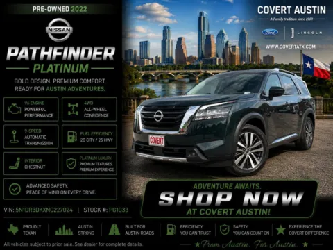 Green 2022 Nissan Pathfinder Platinum for sale in Austin, TX