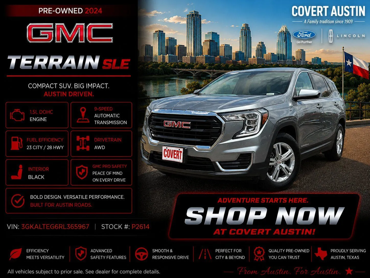 Gray 2024 GMC Terrain SLE for sale in Austin, TX