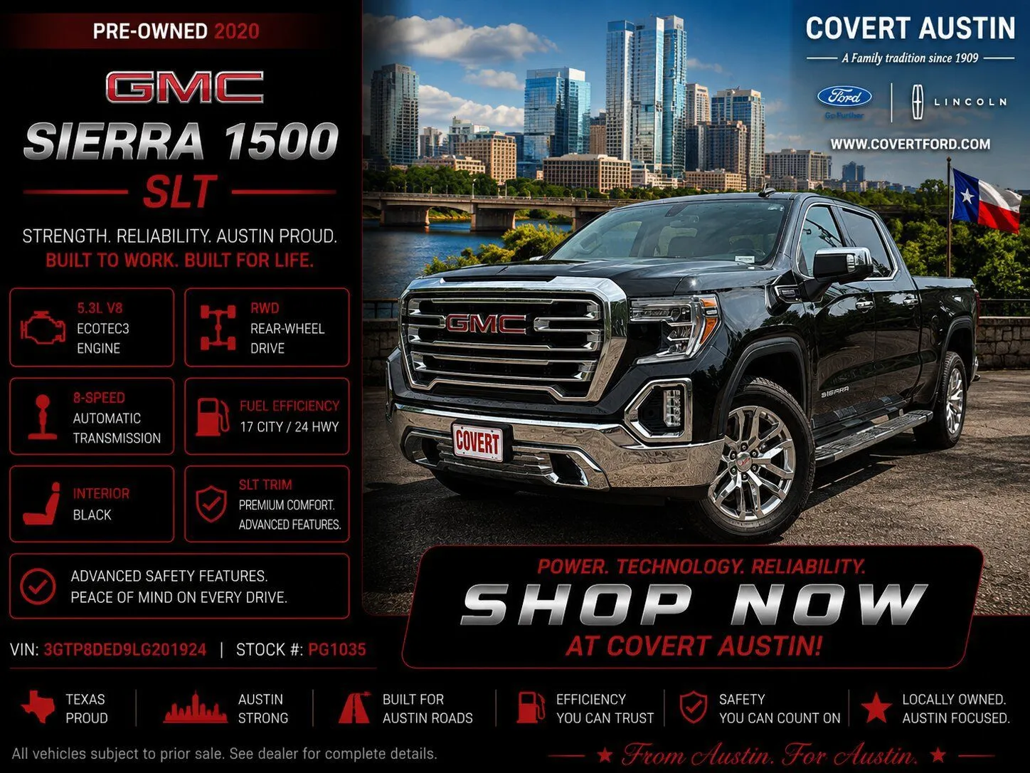 Black 2020 GMC Sierra 1500 SLT for sale in Austin, TX