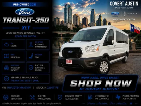 White 2021 Ford Transit-350 XLT for sale in Austin, TX