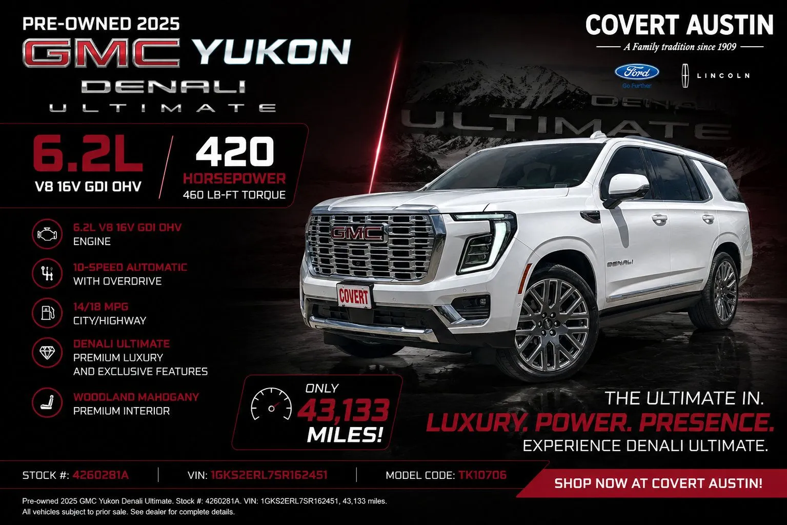 White 2025 GMC Yukon Denali Ultimate for sale in Austin, TX