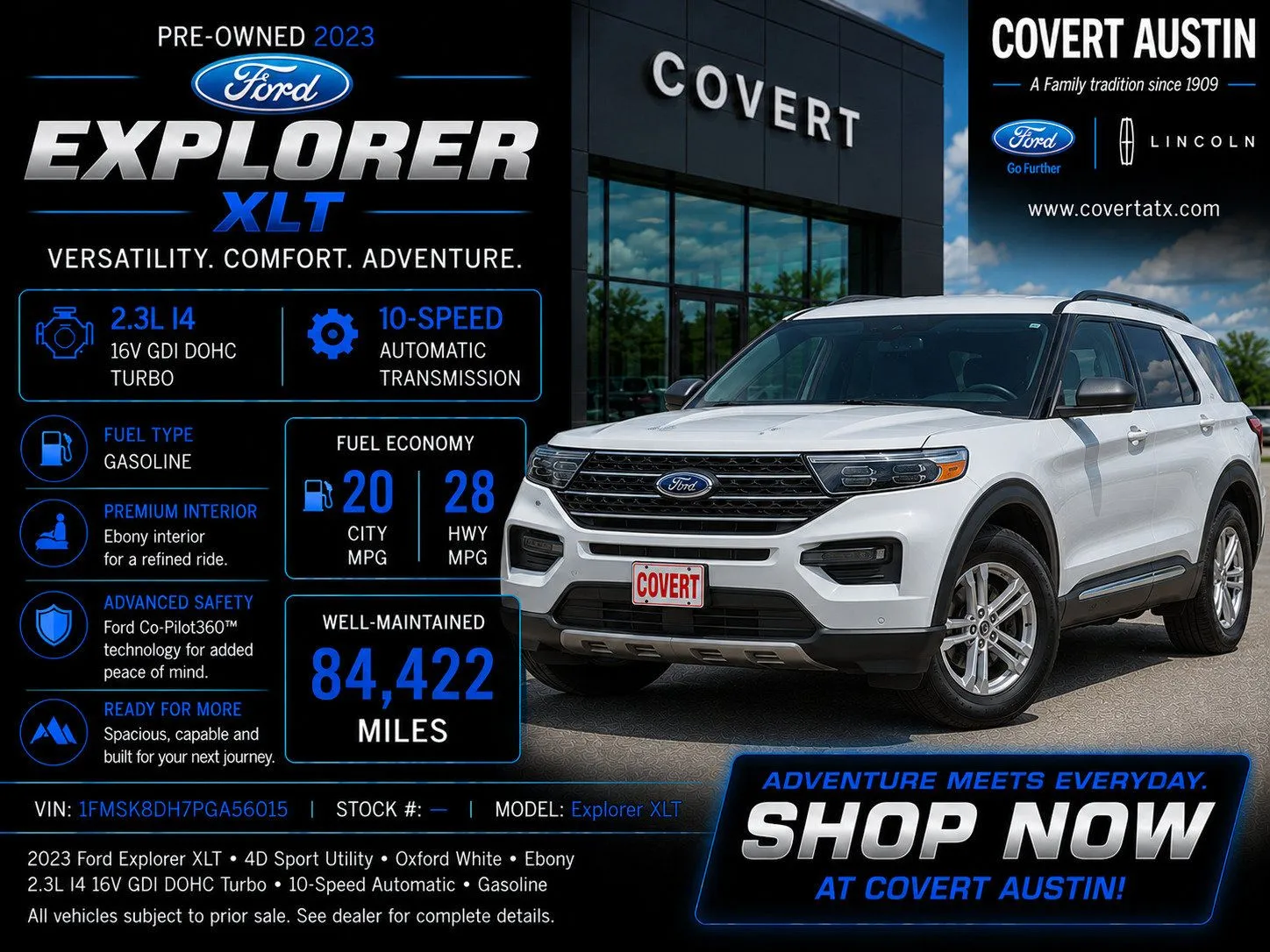 White 2023 Ford Explorer XLT for sale in Austin, TX