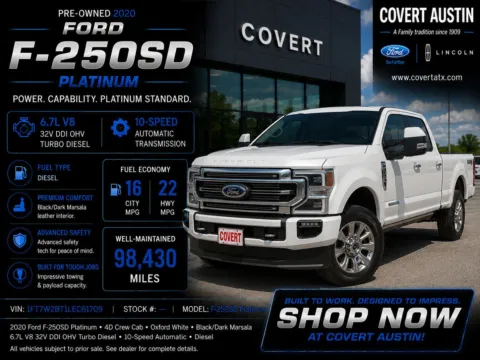 White 2020 Ford F-250SD Platinum for sale in Austin, TX
