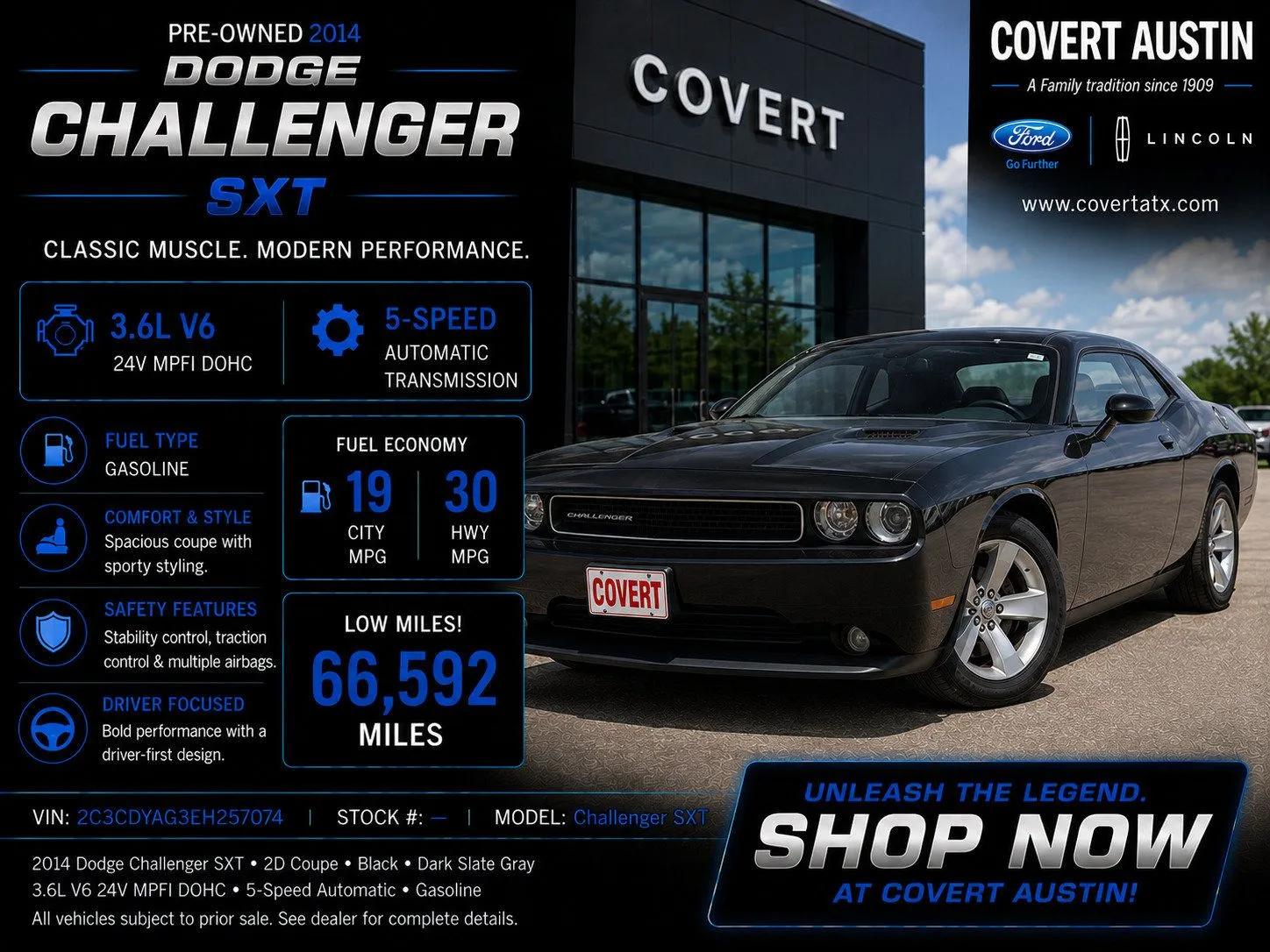 Blue 2014 Dodge Challenger SXT for sale in Austin, TX