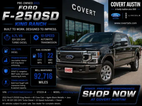 Black 2021 Ford F-250SD King Ranch for sale in Austin, TX