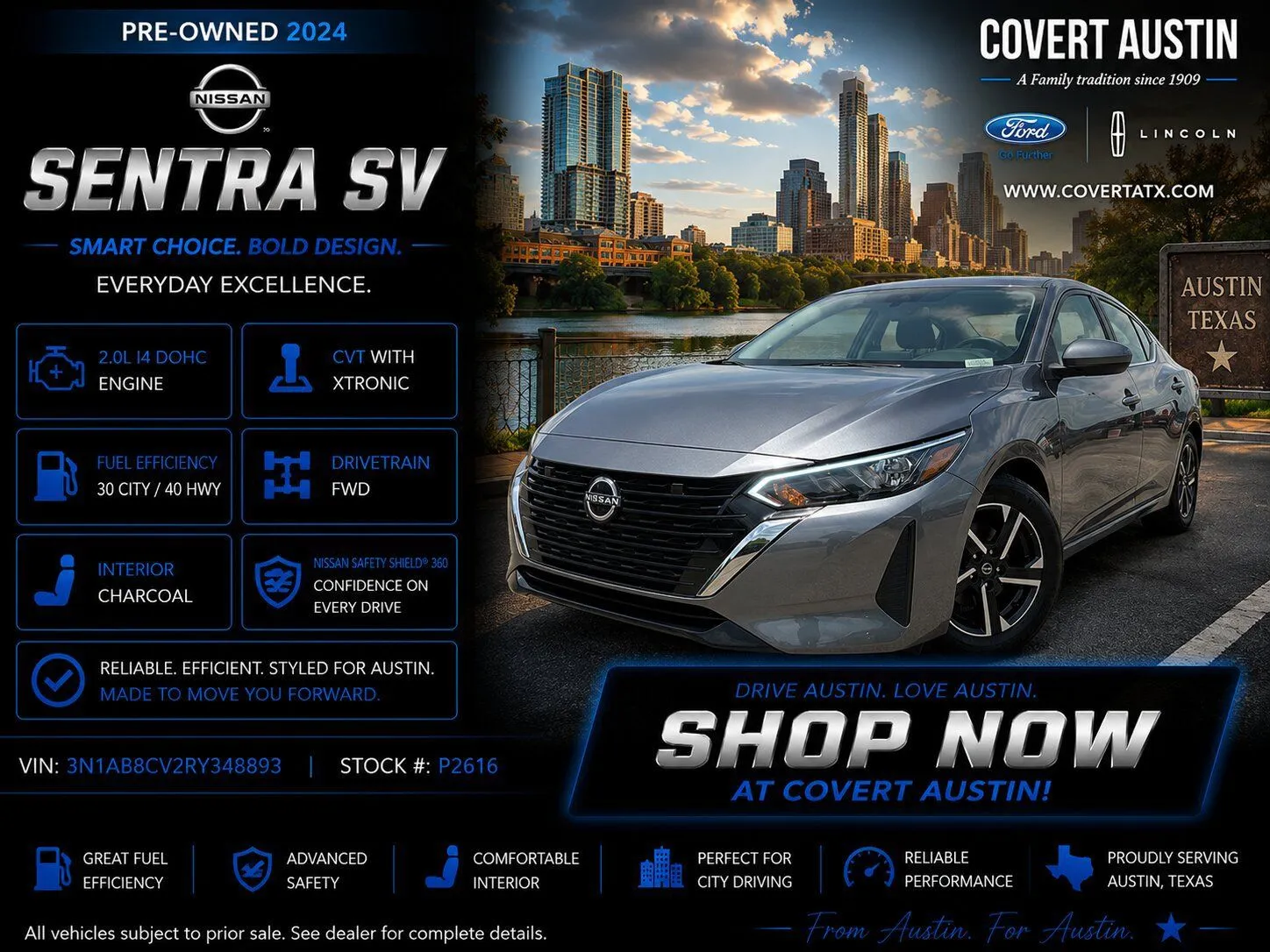 Gray 2024 Nissan Sentra SV for sale in Austin, TX