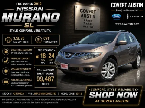 Brown 2012 Nissan Murano SL for sale in Austin, TX