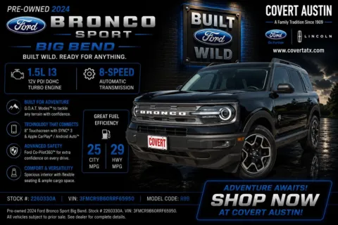 Black 2024 Ford Bronco Sport Big Bend for sale in Austin, TX