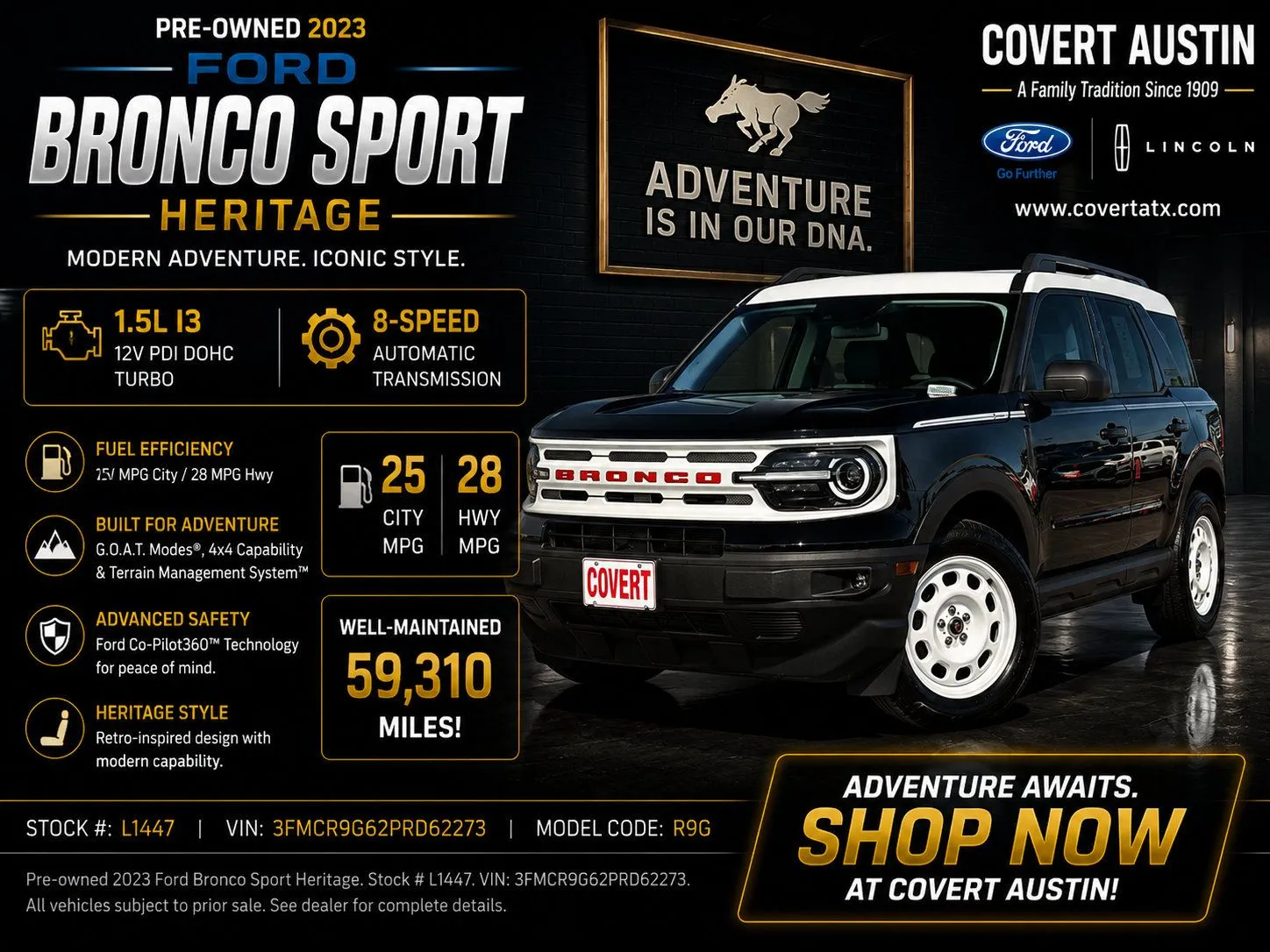 Black 2023 Ford Bronco Sport Heritage for sale in Austin, TX