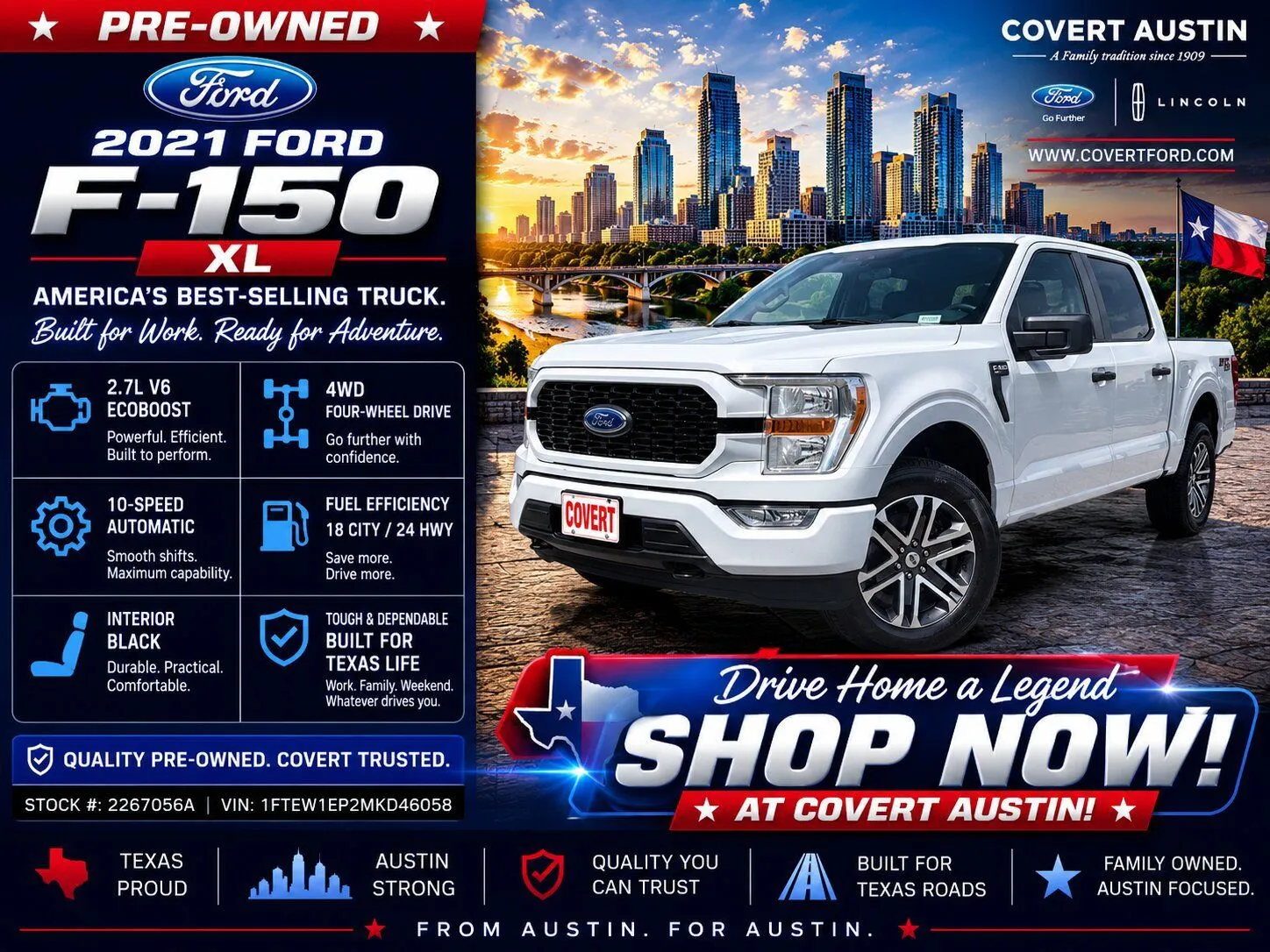 White 2021 Ford F-150 XL for sale in Austin, TX