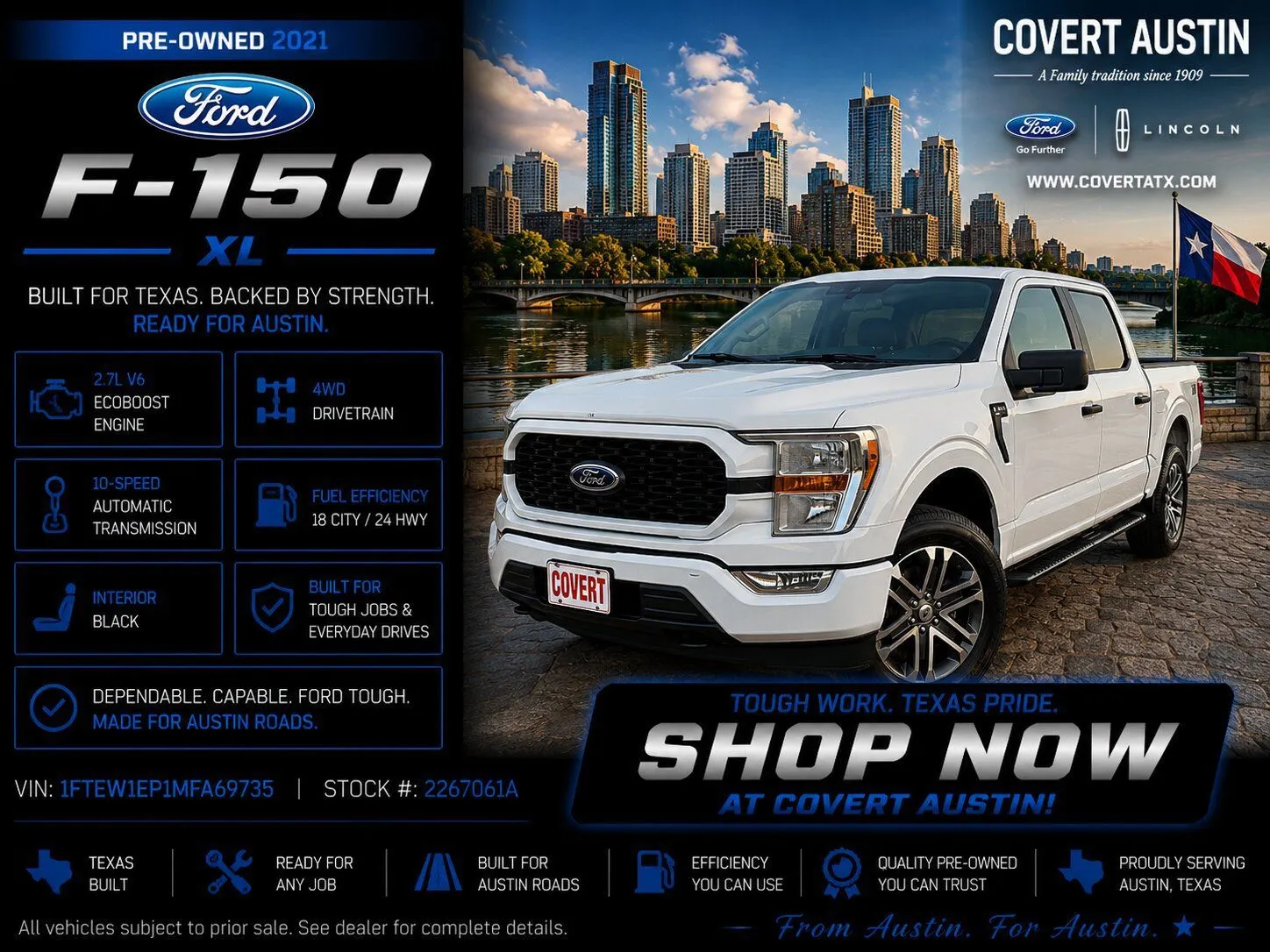 White 2021 Ford F-150 XL for sale in Austin, TX