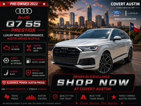 White 2022 Audi Q7 55 Prestige for sale in Austin, TX