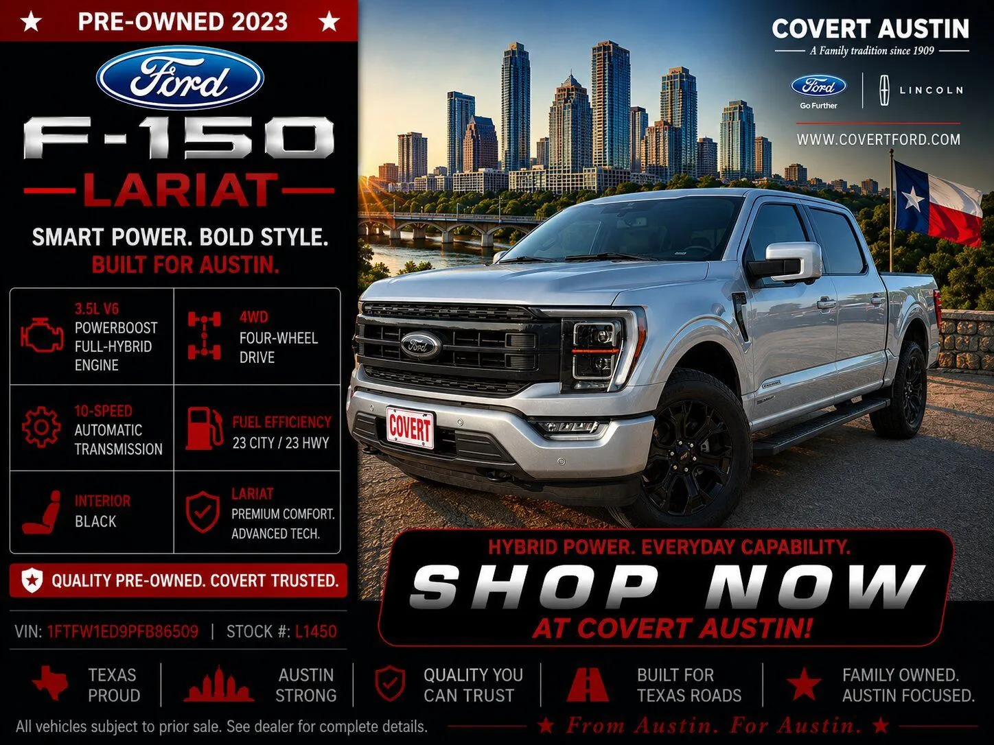 Silver 2023 Ford F-150 Lariat for sale in Austin, TX