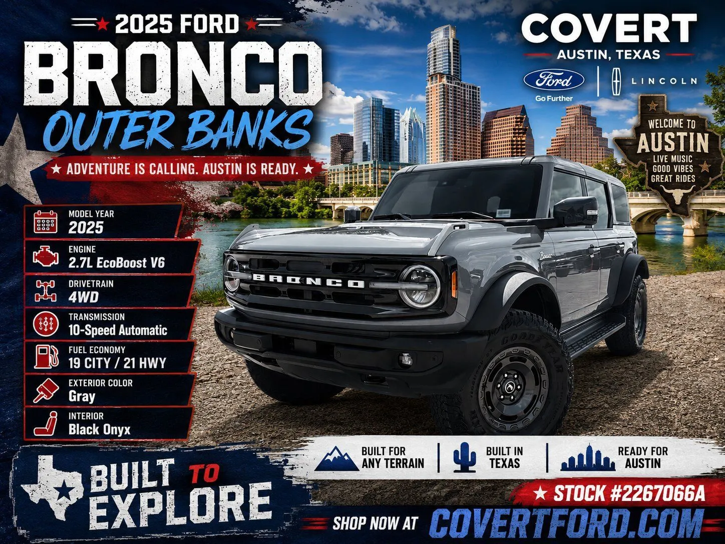 Gray 2025 Ford Bronco Outer Banks for sale in Austin, TX