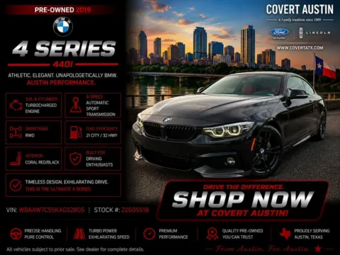 Black 2019 BMW 4 Series 440i for sale in Austin, TX