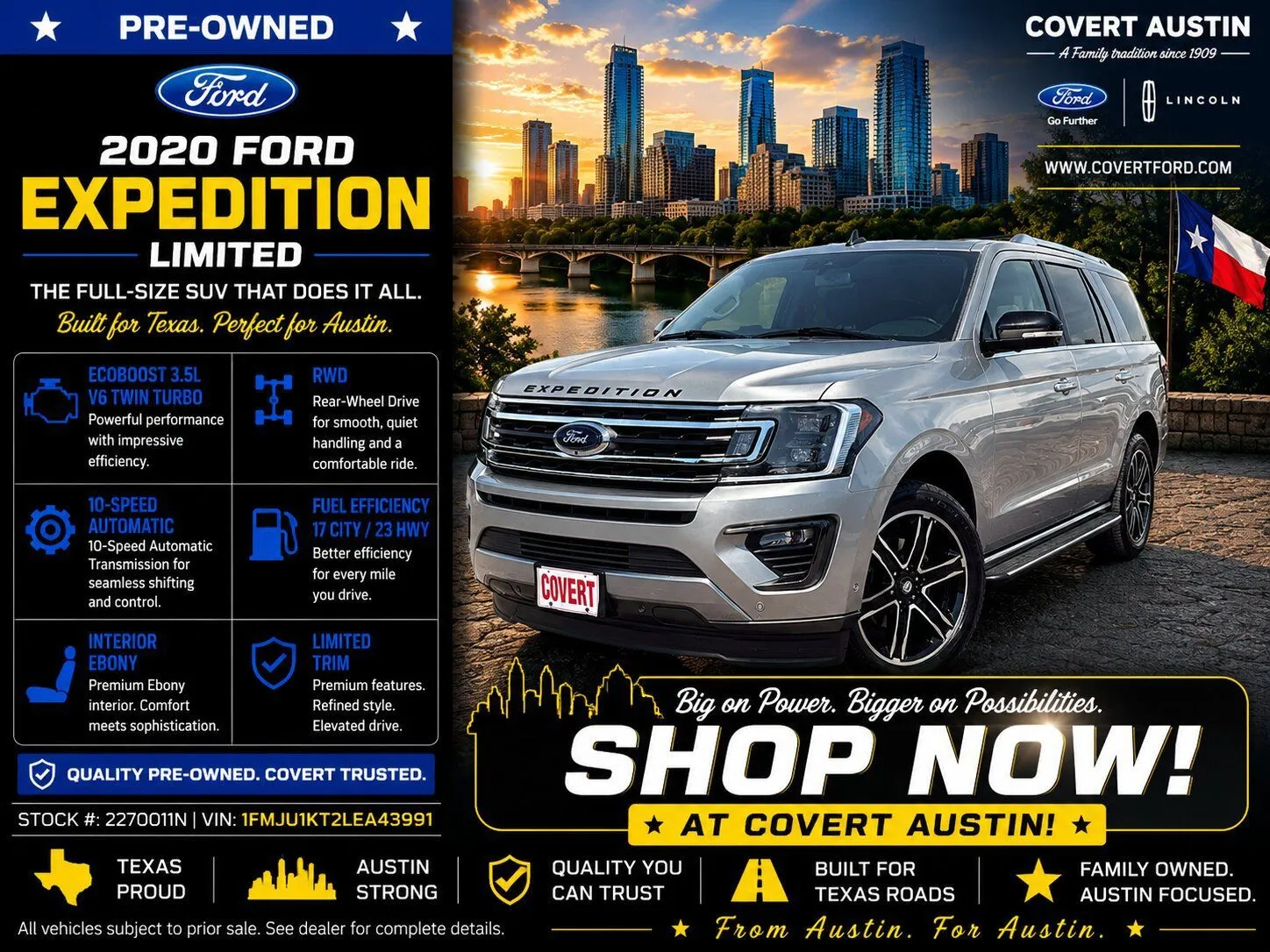 Silver 2020 Ford Expedition Limited for sale in Austin, TX