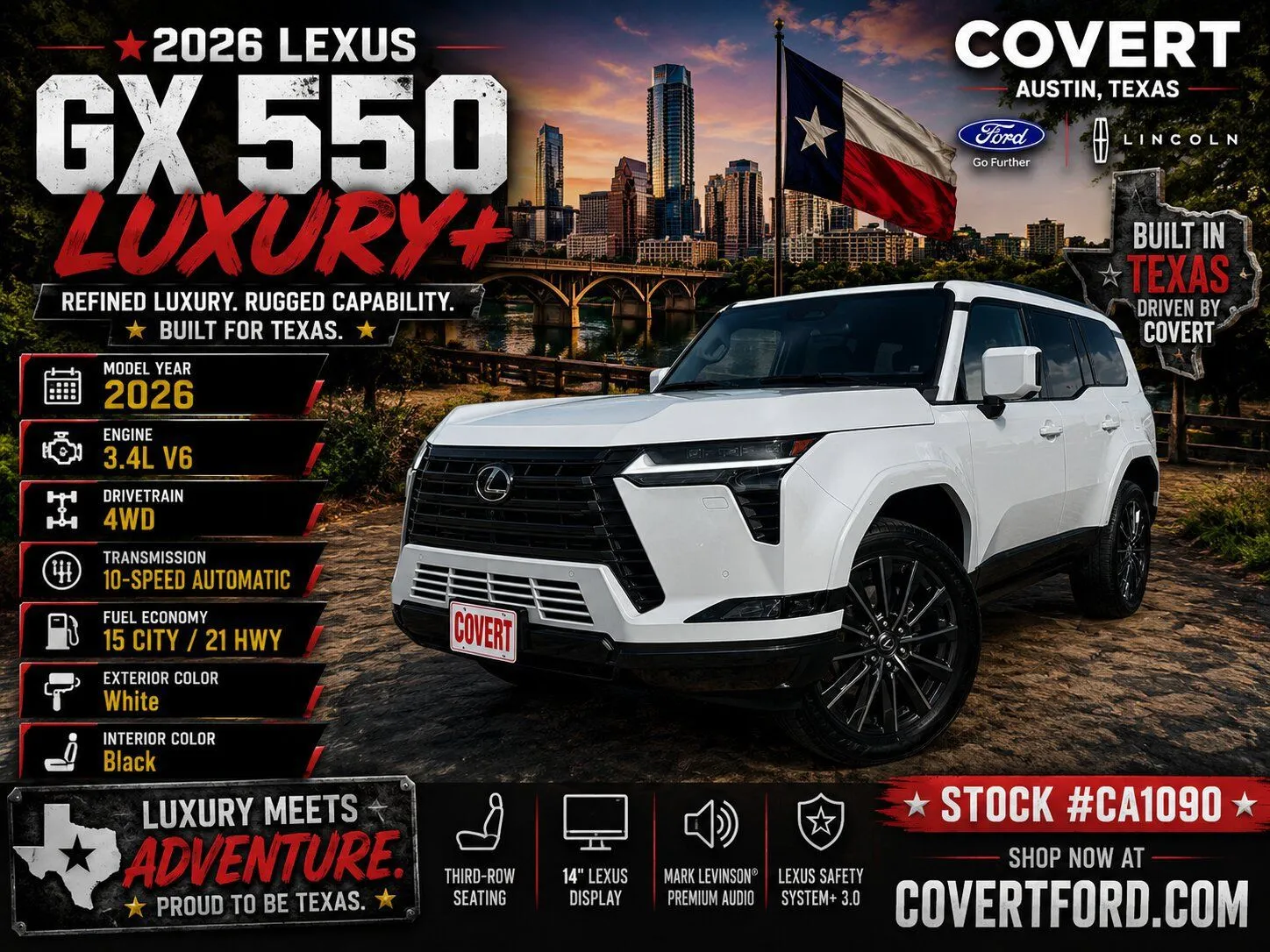 White 2026 Lexus GX 550 Luxury+ for sale in Austin, TX