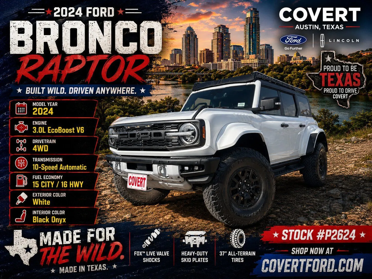 White 2024 Ford Bronco Raptor for sale in Austin, TX