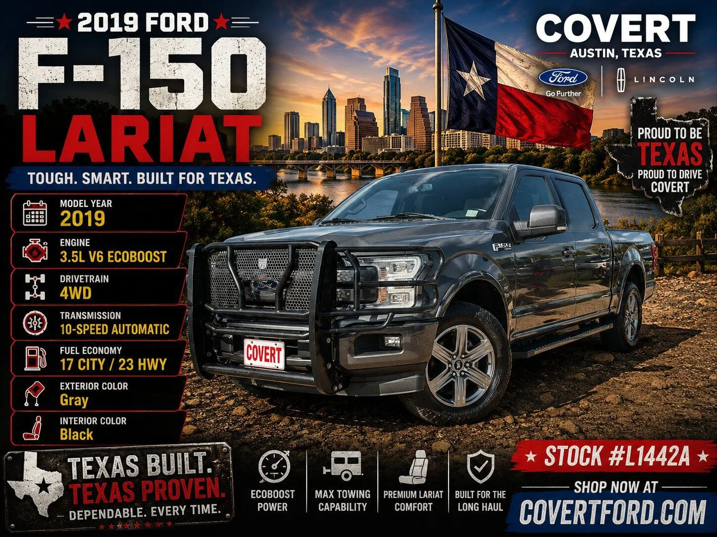 Gray 2019 Ford F-150 Lariat for sale in Austin, TX