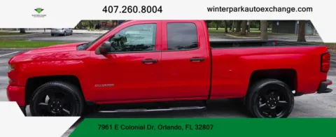 Blue 2017 Chevrolet Silverado 1500 Double Cab Custom Pickup 4D 6 1/2 ft for sale in Orlando, FL