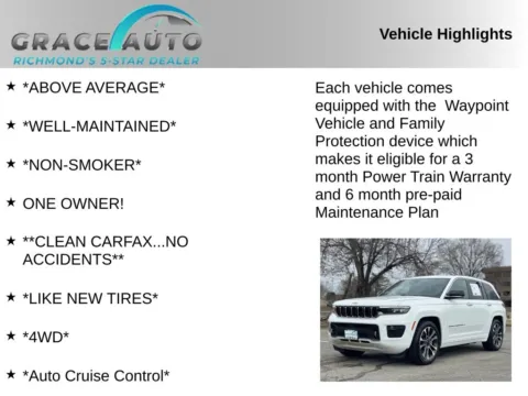 Photos of 2022 Jeep Grand Cherokee Overland for sale in Richmond, VA at Grace Auto Sales