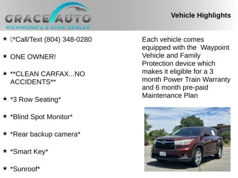Photos of 2015 Toyota Highlander Limited for sale in Richmond, VA at Grace Auto Sales