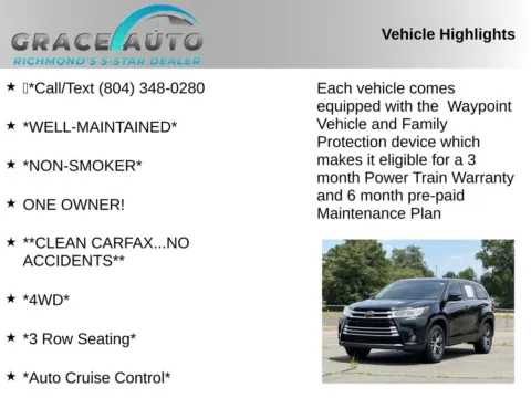 Photos of 2017 Toyota Highlander LE for sale in Richmond, VA at Grace Auto Sales