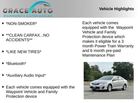 Photos of 2012 Toyota Camry LE for sale in Richmond, VA at Grace Auto Sales