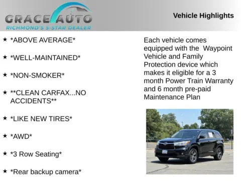 Photos of 2016 Toyota Highlander XLE V6 for sale in Richmond, VA at Grace Auto Sales