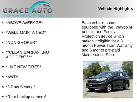 Photos of 2015 Toyota Highlander XLE V6 for sale in Richmond, VA at Grace Auto Sales
