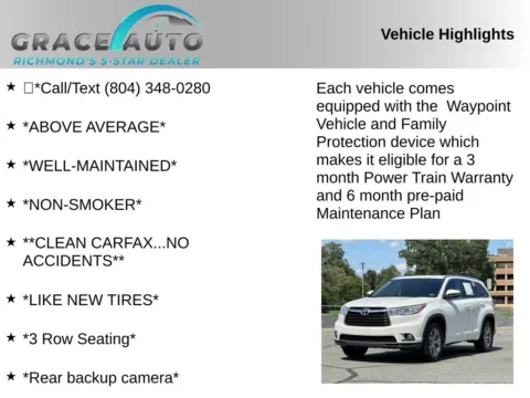 Photos of 2015 Toyota Highlander XLE V6 for sale in Richmond, VA at Grace Auto Sales