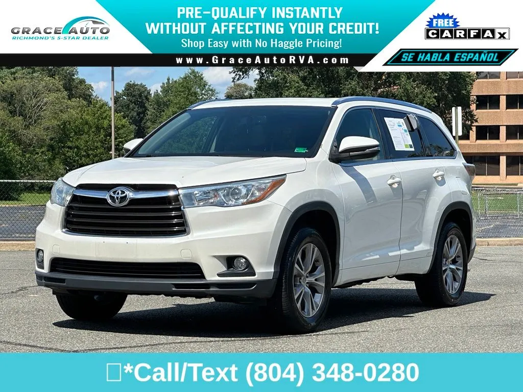 White 2015 Toyota Highlander XLE V6 for sale in Richmond, VA