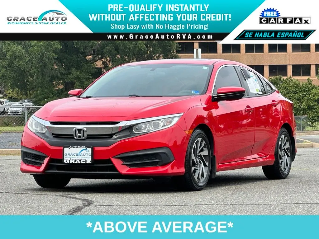 Red 2017 Honda Civic EX for sale in Richmond, VA