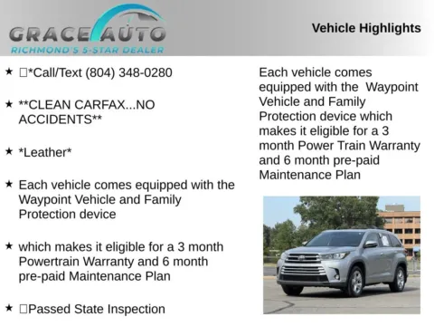 Photos of 2017 Toyota Highlander Limited for sale in Richmond, VA at Grace Auto Sales