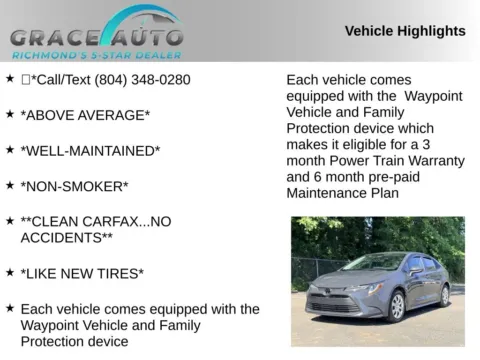 Photos of 2024 Toyota Corolla LE for sale in Richmond, VA at Grace Auto Sales